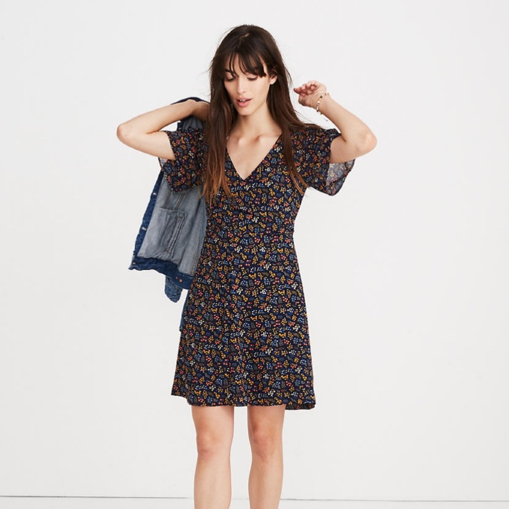 Madewell Cross-Front Mini Dress in Garden Party